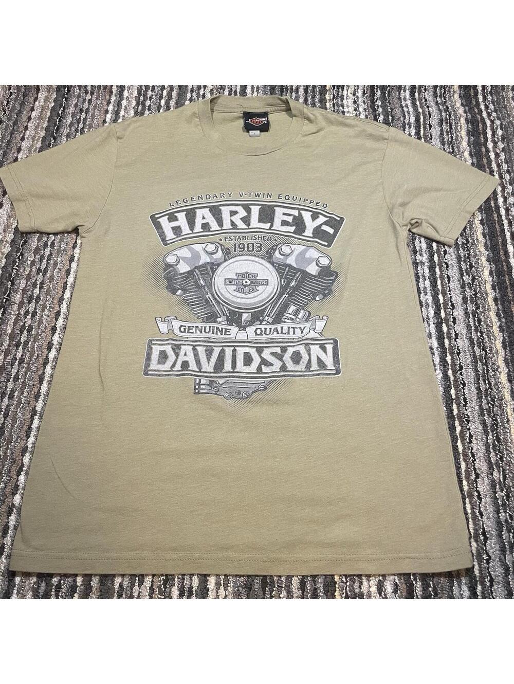 Harley-Davidson T-Shirt Mens Small Cambridge Ontario Moss Green